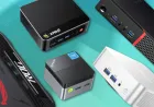 Compact mini desktop computer displaying its small form factor and rear connectivity ports