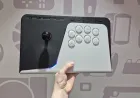 Sony FlexStrike Wireless Fight Stick layout featuring mechanical switches and a PlayStation Link receiver.