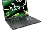 The Gigabyte Aero X16 mobile workstation laptop features a silver chassis and dark keyboard.
