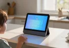 A smart display organizes a family calendar and daily household tasks.