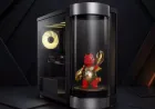 The MSI gaming PC monitor displays the LuckyClaw holographic AI companion interface.