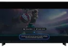 A TCL television displays the Google TV interface with Gemini voice controls for adjusting picture settings.