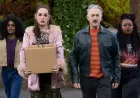 Two neighbors face each other on a Manchester street, illustrating escalating tensions in the Channel 4 series Tip Toe.
