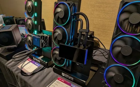 A computer chassis displays modular power delivery units and advanced thermal cooling architecture at Computex 2026.