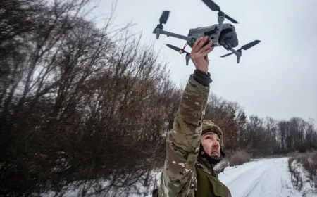 Autonomous drones equipped with artificial intelligence modules undergo testing during a Ukrainian military exercise.