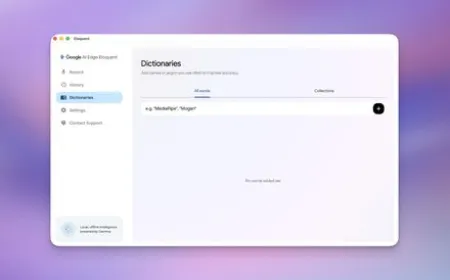 The Google AI Edge Eloquent application window displays local voice transcription controls on macOS.