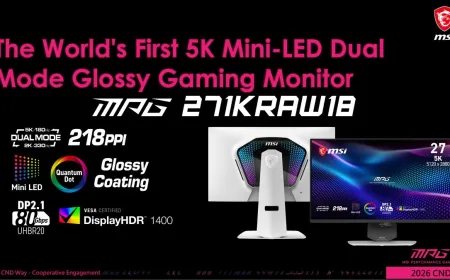 MSI and Gigabyte 27-inch 5K Mini-LED monitors with 2,304 dimming zones and glossy panel coatings.