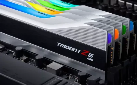 DDR4 memory modules and older motherboard components arranged on a workbench.