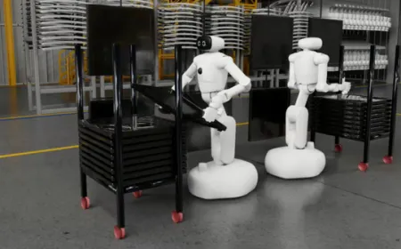 NVIDIA and LG Group officials present their collaborative physical AI manufacturing facility.