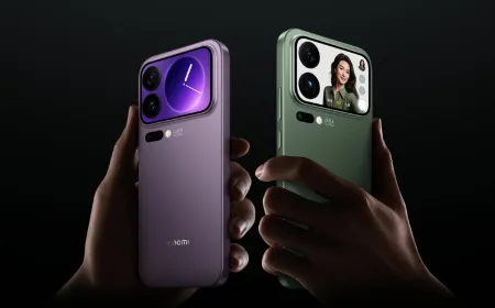 The rear view of the Xiaomi 18 Pro highlights its newly enlarged four-inch external display.