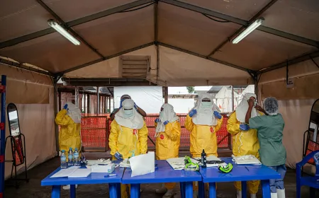 Healthcare workers conduct Ebola testing and contact tracing in the Democratic Republic of Congo.