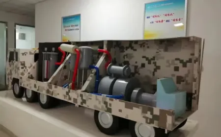 A truck-mounted nuclear reactor prototype undergoes testing in China.