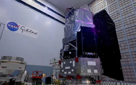 An artist rendering depicts the Nancy Grace Roman Space Telescope deployed in space.