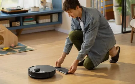 Roborock Q10 S5 Plus robot vacuum and mop hybrid with self-emptying dock.