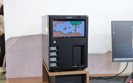 The InWin GX-285 chassis displays a front-mounted 10.1-inch LCD and arcade controls at Computex 2026.