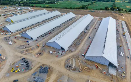 Jet engines power a temporary tent structure that serves as a rapid deployment data center for artificial intelligence.