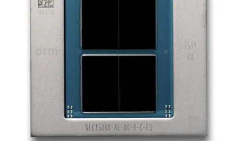 The AWS Graviton5 processor chip displays its four-chiplet architecture and TSMC 3nm manufacturing process.