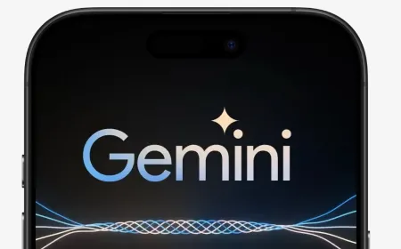 Schematic showing Apple Intelligence combining Google Gemini with on-device processing and iCloud Private Cloud Compute.