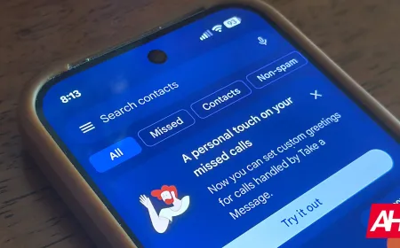 Google Pixel interface for recording a custom voicemail greeting within the Take A Message feature.