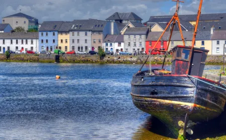 Modern technology offices stand prominently in the Galway cityscape.