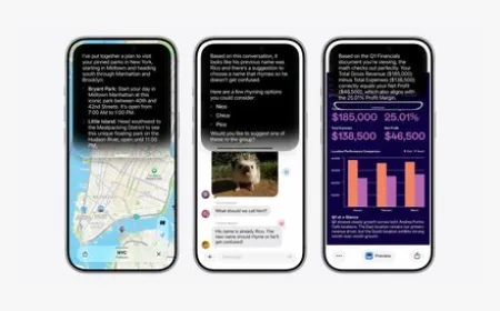 Apple Intelligence interface displays Siri context awareness features and privacy controls