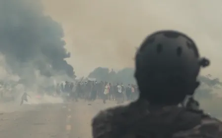 Demonstrators gather near roadblocks during ongoing protests across Bolivia.