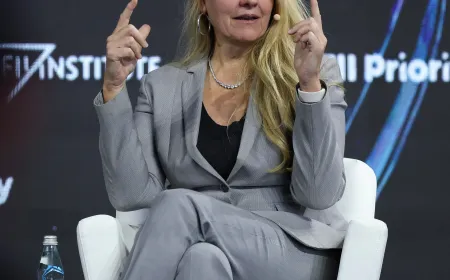 Gwynne Shotwell, president and chief operating officer of SpaceX, poses for a professional portrait.