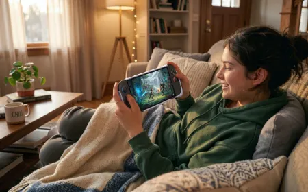 A Belkin charging grip attaches to a Nintendo Switch 2 console and rests beside its companion travel bag.