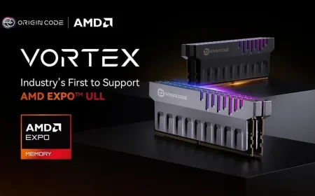 Origin Code Vortex DDR5 memory modules display AMD EXPO ULL certification labels.
