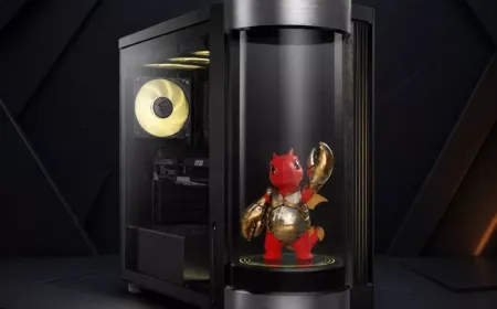The MSI gaming PC monitor displays the LuckyClaw holographic AI companion interface.