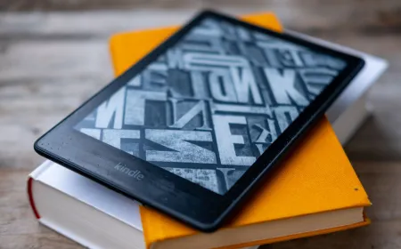 A tablet screen displays a digital library interface with a curated selection of complimentary e-books.