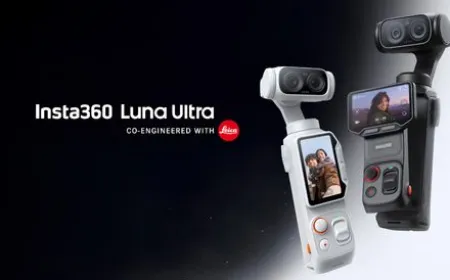 The compact dual-lens camera features an integrated gimbal system for 8K mobile video recording.