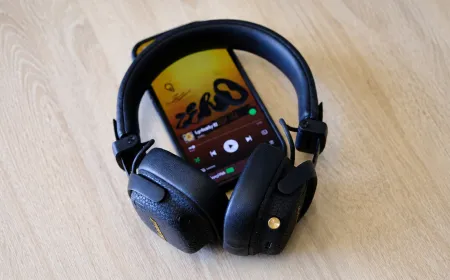 Marshall Milton ANC on-ear headphones feature a matte black finish with padded ear cups and an adjustable headband.