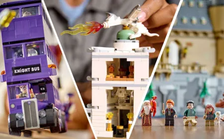 Assorted Harry Potter Lego sets are displayed in their original retail packaging.