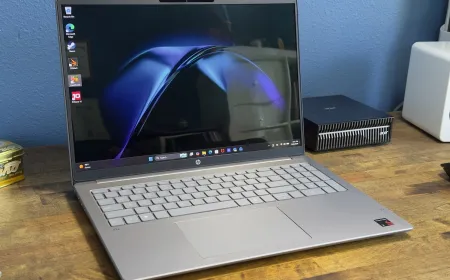 HP OmniBook 3 16-inch laptop shown open on a desk
