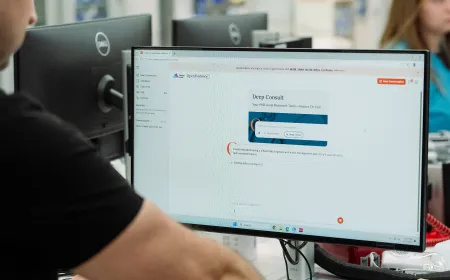A doctor consults an artificial intelligence platform to answer complex clinical questions.