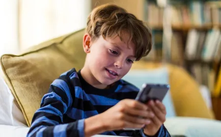 A child uses a supervised mobile device with active parental controls.