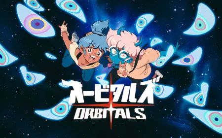 Two players navigate a puzzle environment together in Orbitals for the Nintendo Switch 2.