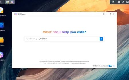 Synology DSM 7.4 interface showcasing deduplication, automation, and collaboration updates.