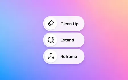 Apple Photos app interface displaying generative editing tools like Extend and Cleanup for image manipulation.