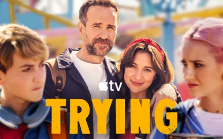 Promotional graphic for the fifth season trailer of the comedy series Trying