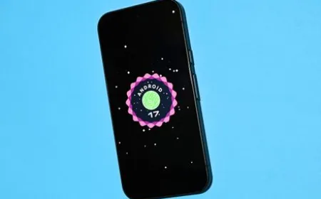 A foldable phone displays the Android 17 gaming interface with a fifty fifty split layout and virtual controller.