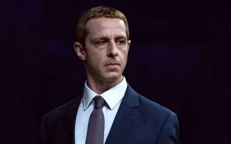 Promotional still from The Social Reckoning trailer depicting Jeremy Strong as Mark Zuckerberg