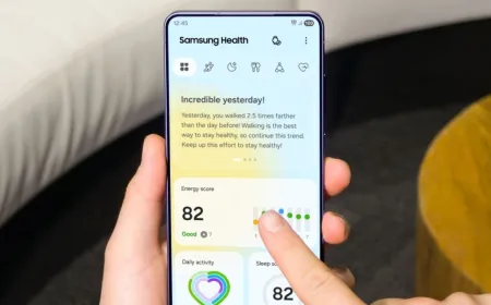 Samsung Health app interface displaying AI powered vitals tracking and cardiovascular monitoring dashboard.