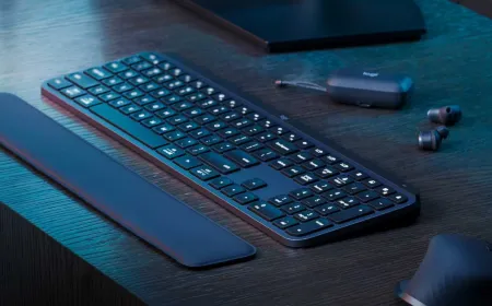Logitech MX Keys S wireless keyboard with low-profile keys and an aluminum chassis