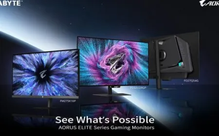 The Gigabyte AORUS Elite monitor lineup features Tandem OLED panels and high refresh rates unveiled at Computex 2026.