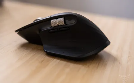 The Logitech MX Master 3S wireless mouse features a dual scroll wheel and quiet click switches.