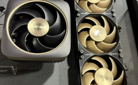 Cooler Master displays its hybrid CPU cooler and Master Flow GPU fans at Computex 2026.