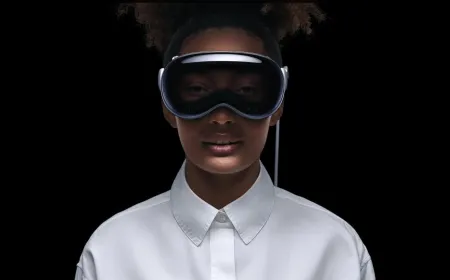 Apple lightweight smart glasses are shown alongside the Vision Pro headset.