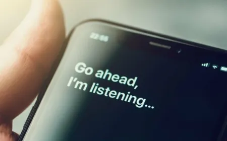 The presentation highlights Apple's updated Siri interface and Apple Intelligence rollout strategy.